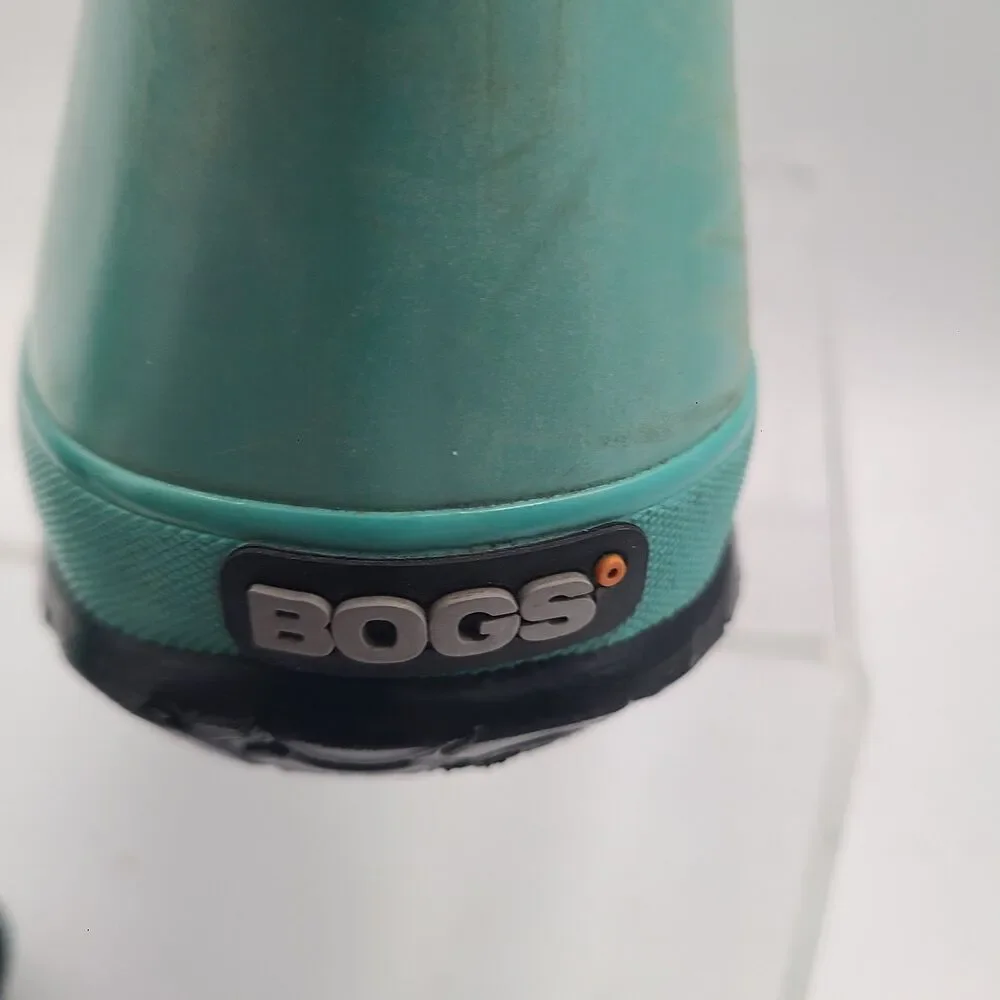 Bogs Youth Metallic Green Rain Boots Shoes Size 6 Faux Fur 72507-441